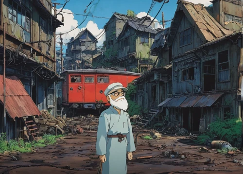 studio ghibli,my neighbor totoro,traveler,violet evergarden,pilgrims,last train,old train,travelers,wooden train,train ride,the wanderer,wanderer,merchant train,traveller,japan landscape,train,the train,train wagon,journey,monks,Illustration,Japanese style,Japanese Style 14