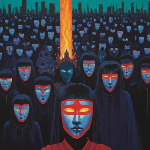 fawkes mask,buddhist hell,dystopian,revolt,v for vendetta,guy fawkes,sci fiction illustration,anonymous mask,masks,burning earth,anonymous,rebellion,avatar,burning torch,protest,resistance,gezi,self unity,matchstick man,torches,Conceptual Art,Daily,Daily 29