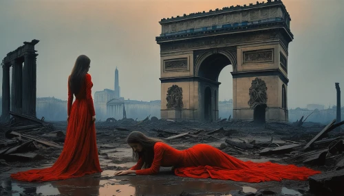 red gown,rouge,man in red dress,desolation,paris,city in flames,lady in red,red cape,photo manipulation,destroyed city,universal exhibition of paris,photomanipulation,the pollution,red tunic,orientalism,girl in red dress,ruins,luxury decay,apocalyptic,pollution,Photography,General,Natural