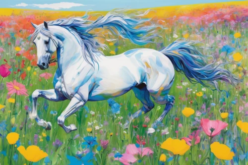 meadow in pastel,spring unicorn,colorful horse,a white horse,painted horse,unicorn background,flower meadow,white horse,unicorn art,equine,flower field,field of flowers,white horses,flowering meadow,blooming field,albino horse,spring meadow,springtime background,hay horse,flowers field,Photography,Fashion Photography,Fashion Photography 25