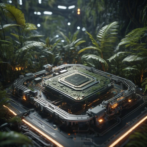 jungle,tilt shift,tropical jungle,juice plant,forest ground,terrarium,rainforest,rain forest,coliseum,artificial island,stadium falcon,football field,winter garden,hospital landing pad,3d render,green garden,swamp,tropical greens,arena,garden of plants,Photography,General,Sci-Fi