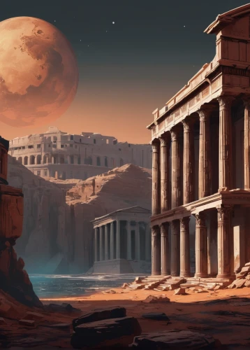 petra,ancient city,karnak,the ancient world,ancient greek temple,artemis temple,ancient buildings,ancient,ancient civilization,greek temple,pillars,acropolis,pantheon,lunar landscape,moon valley,ancient roman architecture,ancient house,egyptian temple,ancient rome,parthenon,Conceptual Art,Fantasy,Fantasy 23