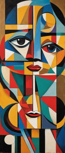 cubism,woman's face,art deco woman,picasso,woman face,roy lichtenstein,mondrian,woman thinking,braque francais,dali,faces,multicolor faces,olle gill,meticulous painting,african art,portrait of a woman,oil painting on canvas,face,astonishment,art deco,Art,Artistic Painting,Artistic Painting 45
