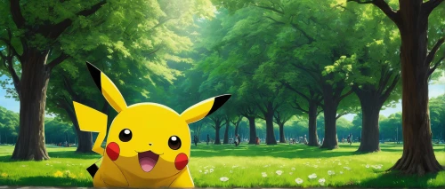 pikachu,mobile video game vector background,pokemon go,cartoon video game background,spring background,forest background,pokemon,pokemongo,springtime background,3d background,pokémon,yellow grass,creative background,landscape background,golf course background,tree grove,pixaba,leaf background,surface lure,pika,Illustration,Realistic Fantasy,Realistic Fantasy 07