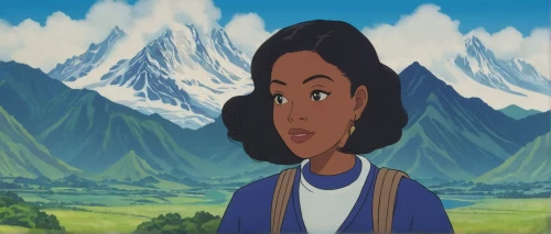 pocahontas,moc chau hill,lori mountain,tiana,agnes,animated cartoon,jasmine bush,jasmine,mulan,aladha,goatherd,yogananda,aladin,kosmea,machu pi,inca face,west indian jasmine,basotho,rice mountain,the spirit of the mountains,Illustration,Japanese style,Japanese Style 20