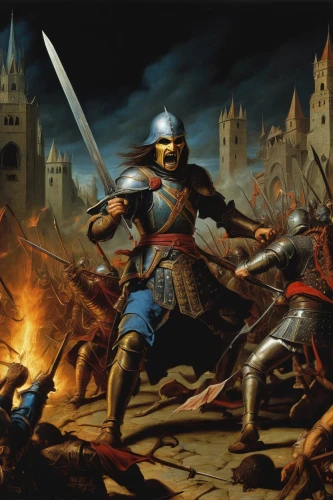 heroic fantasy,crusader,middle ages,massively multiplayer online role-playing game,the middle ages,cleanup,battle,wall,bactrian,joan of arc,iron mask hero,castleguard,biblical narrative characters,medieval,alea iacta est,constantinople,thracian,combat,valencian,swordsmen,Art,Classical Oil Painting,Classical Oil Painting 22