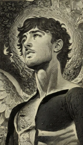 the archangel,perseus,archangel,baroque angel,eros,poseidon,poseidon god face,daemon,fantasy portrait,prophet,guardian angel,pegasus,persian poet,escher,uriel,apollo,bernini,detail,vane,drexel,Art sketch,Art sketch,19th Century