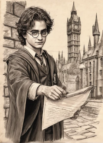 harry potter,potter,hogwarts,librarian,harry,professor,scholar,academic,barrister,hand-drawn illustration,newt,albus,sci fiction illustration,rowan,the doctor,chalk drawing,tutor,wand,drawing course,drexel,Conceptual Art,Daily,Daily 04
