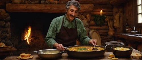 dwarf cookin,cookery,hobbiton,cholent,dutch oven,coddle,ratatouille,southern cooking,irish stew,corn chowder,hobbit,chief cook,copper cookware,cook,food and cooking,cook ware,potter's wheel,pumpkin soup,cooking pot,candlemaker,Art,Classical Oil Painting,Classical Oil Painting 19