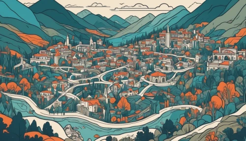 mountain village,alpine village,escher village,mountain settlement,villages,mountain huts,annapurna,valais,zermatt,knight village,kathmandu,nepal,himalaya,valle d'aosta,bhutan,bansko,dolomiti,aurora village,meteora,vail,Illustration,Vector,Vector 06