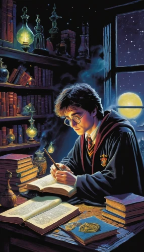 magic book,scholar,potter,harry potter,hogwarts,wizardry,librarian,sci fiction illustration,wizard,the wizard,academic,magical,the books,potter's wheel,spell,magus,wizards,magical adventure,potions,tutoring,Conceptual Art,Sci-Fi,Sci-Fi 18
