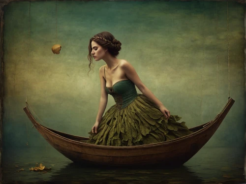 the sea maid,girl on the boat,adrift,afloat,rowboat,wooden boat,seafaring,green mermaid scale,faery,fishing float,rusalka,girl on the river,longship,lily pad,rowing-boat,canoe,fairy tale character,sailing ship,sailing-boat,watery heart,Photography,Artistic Photography,Artistic Photography 14