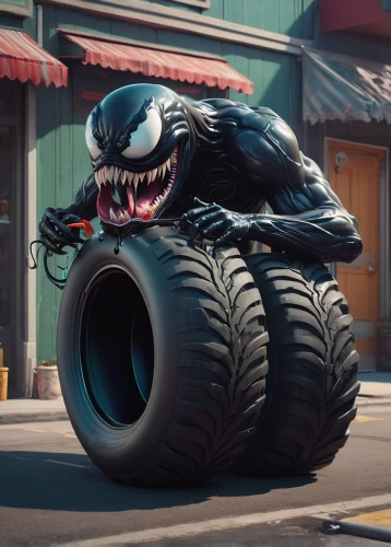 rubber tire,monster truck,rubber dinosaur,stack of tires,venom,tires,automotive tire,car tire,tire,heavy motorcycle,tires and wheels,car tyres,road roller,tyres,moottero vehicle,old tires,tire service,new vehicle,big car,synthetic rubber,Conceptual Art,Sci-Fi,Sci-Fi 11