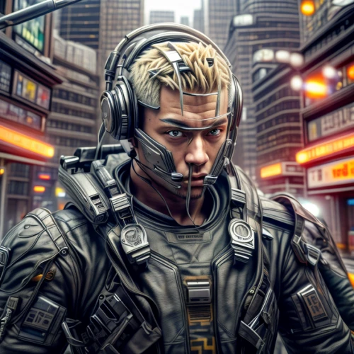 cyberpunk,sci fiction illustration,cable,operator,headset,game illustration,cybernetics,cyber,world digital painting,drone operator,scifi,streampunk,game art,cyborg,headsets,two-way radio,headset profile,audio player,shooter game,cable innovator