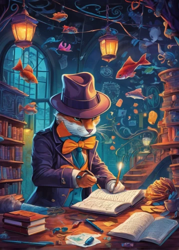 bookworm,sci fiction illustration,scholar,magic book,book store,reading magnifying glass,reading owl,librarian,investigator,book illustration,game illustration,writing-book,books,tutor,hatter,bookshop,child with a book,clockmaker,author,bookstore,Illustration,Abstract Fantasy,Abstract Fantasy 13
