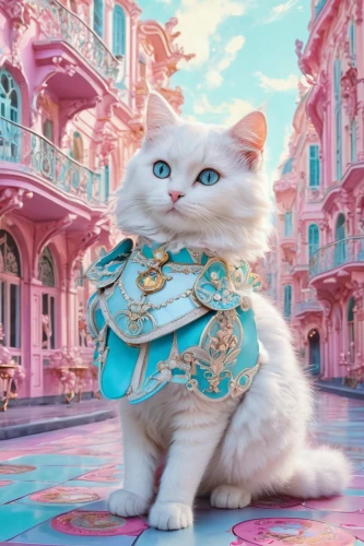 napoleon cat,pink cat,cat european,princess sofia,mozartkugel,cartoon cat,figaro,cat warrior,doll cat,cat image,cute cat,3d fantasy,tea party cat,white cat,fantasia,pink city,merida,she-cat,cat,cat kawaii,Conceptual Art,Fantasy,Fantasy 24