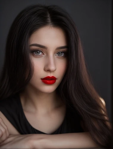red lips,romantic portrait,beautiful young woman,portrait background,red lipstick,girl portrait,portrait photography,romantic look,eurasian,women's eyes,woman portrait,pretty young woman,portrait photographers,natural cosmetic,young woman,mystical portrait of a girl,on a red background,romanian,female beauty,vampire woman,Common,Common,Photography
