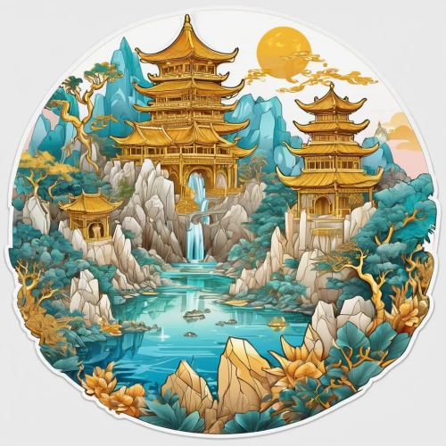 chinese background,china,chinese art,water lily plate,oriental painting,forbidden palace,decorative plate,yangqin,nanjing,chinese temple,landscape background,chinese icons,circular puzzle,chinese teacup,water lotus,mid-autumn festival,chinese architecture,floating island,yunnan,background with stones,Unique,Design,Sticker
