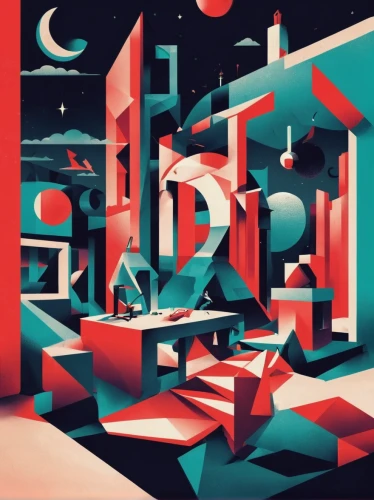 abstract retro,anaglyph,isometric,panoramical,abstract design,abstract shapes,art deco background,low poly,escher,low-poly,background abstract,geometric,kaleidoscope,polygonal,cubic,abstract corporate,metropolis,seismic,abstract artwork,3d,Illustration,Vector,Vector 17