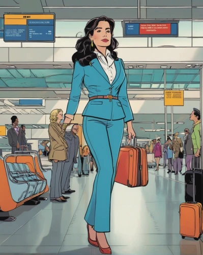 travel woman,flight attendant,stewardess,business woman,airline travel,businesswoman,bussiness woman,luggage and bags,airport,business women,luggage,the girl at the station,businesswomen,business girl,businessperson,air travel,suitcase,women in technology,baggage hall,travel pattern,Illustration,American Style,American Style 14