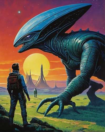 sci fiction illustration,alien planet,sci fi,extraterrestrial life,sci - fi,sci-fi,scifi,science fiction,alien world,starship,alien warrior,science-fiction,travelers,futuristic landscape,alien,traveller,ufos,aliens,alien ship,1982,Conceptual Art,Sci-Fi,Sci-Fi 20