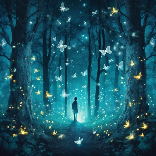 forest of dreams,fireflies,fairy forest,enchanted forest,fairy galaxy,firefly,faerie,fantasia,star wood,night stars,fantasy picture,fairy world,falling stars,magical,enchanted,the night of kupala,light of night,falling star,sci fiction illustration,faery,Photography,Artistic Photography,Artistic Photography 07