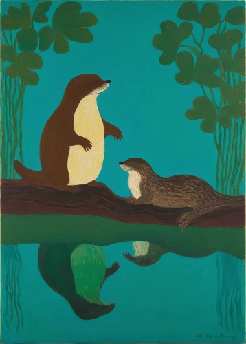 platypus,otters,wild ducks,duck and turtle,nutria-young,beavers,ruddy duck,north american river otter,whimsical animals,bird painting,duck on the water,duck cub,otter,nutria,lake tanuki,munia,ducks,two dolphins,duckling,woodland animals,Art,Artistic Painting,Artistic Painting 09