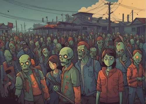 zombies,crowds,crowded,crowd,concert crowd,the walking dead,outbreak,crowd of people,post-apocalypse,walking dead,the crowd,bottleneck,post apocalyptic,walkers,wasteland,pedestrians,days of the dead,suburb,zombie,onlookers,Illustration,Vector,Vector 05