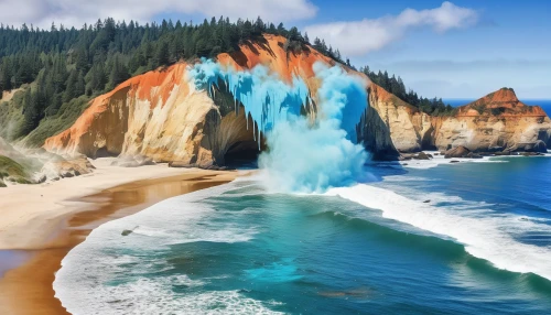 cliffs ocean,pacific coastline,coastal and oceanic landforms,united states national park,cliff coast,oregon,beautiful beaches,navajo bay,sea water splash,beach erosion,pacific coast highway,cliff beach,mountain beach,northern california,coastal landscape,geological phenomenon,colorful water,crashing waves,great fountain geyser,yellowstone national park,Conceptual Art,Graffiti Art,Graffiti Art 08