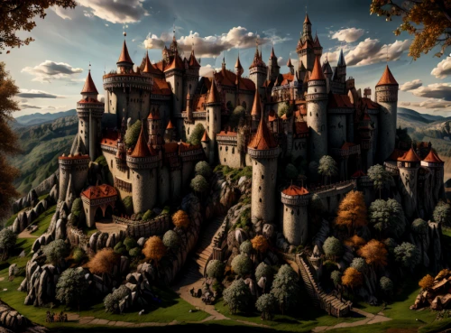 fairy tale castle,fantasy landscape,3d fantasy,fairytale castle,castle of the corvin,fantasy art,knight's castle,medieval castle,castel,fantasy world,fantasy picture,fantasy city,castles,cartoon video game background,castelul peles,castle,fairy tale,fairytale,world digital painting,hogwarts