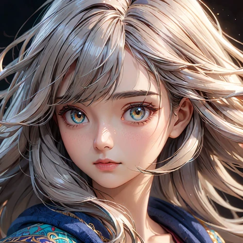 violet evergarden,fantasy portrait,girl portrait,portrait background,mystical portrait of a girl,cg artwork,digital painting,elsa,custom portrait,heterochromia,luna,meteora,elza,luka,anime girl,girl drawing,pupils,illustrator,world digital painting,blanche,Anime,Anime,General