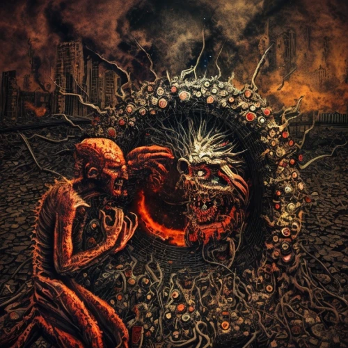 scorched earth,death's-head,burning earth,the grave in the earth,sacrifice,disfigurement,cancer illustration,apocalypse,death's head,necropolis,primitive man,inferno,buddhist hell,death god,door to hell,purgatory,iridigorgia,dante's inferno,autopsy,end-of-admoria,Common,Common,Film