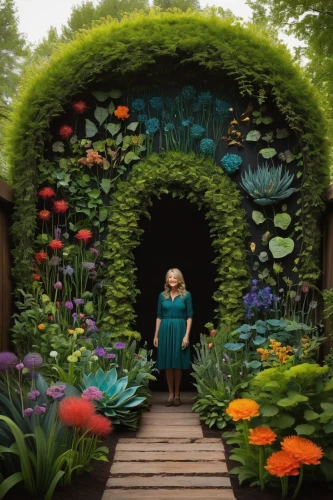 fairy door,tunnel of plants,garden fairy,fairy village,fairy house,garden door,alice in wonderland,garden of plants,fairy peacock,fairy world,insect house,to the garden,studio ghibli,green garden,the little girl's room,flower garden,plant tunnel,girl in flowers,giant allium,fairy forest,Illustration,Abstract Fantasy,Abstract Fantasy 19