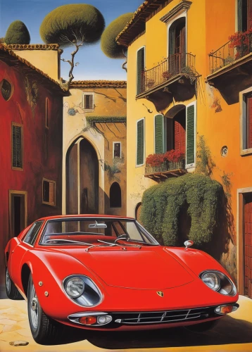 ferrari 512,iso grifo,porsche 904,countach,berlinetta,ferrari berlinetta boxer,ferrari 328,ferrari daytona,ferrari roma,ferrari monza,lamborghini miura,ferrari america,lamborghini countach,enzo ferrari,ferrari gg50,italian painter,testarossa,ferrari 312p,ferrari 275,ferrari,Art,Artistic Painting,Artistic Painting 20