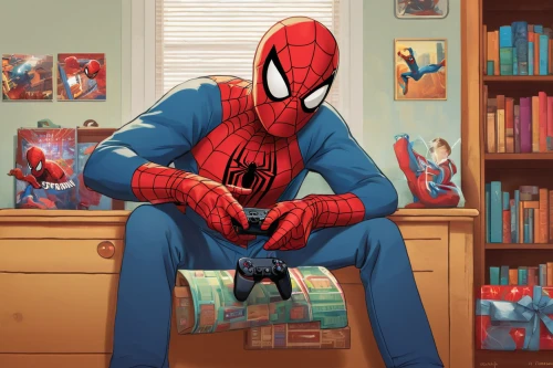 spiderman,spider-man,comic book,stan lee,comic books,marvel comics,the suit,webs,spider man,comic characters,comic hero,comicbook,coloring,peter,spider,web,suit,sitting,reading,superhero background,Conceptual Art,Daily,Daily 02