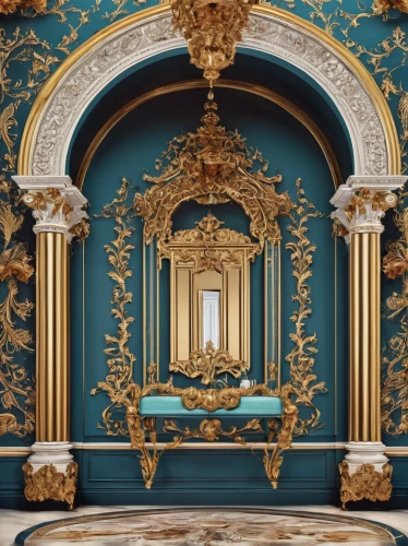 baroque,rococo,ornate room,peterhof palace,neoclassical,ornate,gold stucco frame,versailles,catherine's palace,theater curtain,marble palace,corinthian order,the throne,peterhof,royal interior,ballroom,throne,decorative frame,gold lacquer,blue room,Conceptual Art,Fantasy,Fantasy 22