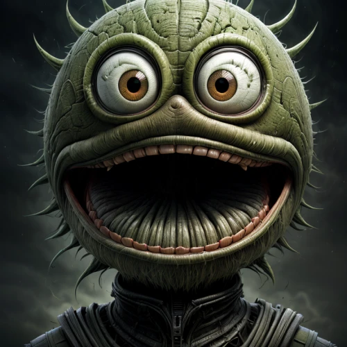minion hulk,three eyed monster,noorderleech,minion tim,fgoblin,mollusk,knuffig,alien,earthworm,fenek,reptilian,it,kermit the frog,minion,pellworm,onion,man frog,anglerfish,anthropomorphized,head of garlic