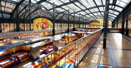 arcades,stained glass windows,glass roof,glass painting,subway station,panoramical,children's interior,baggage hall,arcade,train station passage,art gallery,glass facades,daylighting,reading room,watercolor shops,boston public library,aisle,hall of supreme harmony,row of windows,hall roof