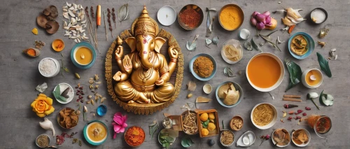 dharma wheel,golden buddha,theravada buddhism,ayurveda,tibetan food,buddhist prayer beads,buddha focus,tibetan bowl,buddha's birthday,bodhisattva,vajrasattva,offerings,food collage,nepalese cuisine,burmese food,cooking book cover,tibetan bowls,thai garland,thai cuisine,buddhist,Unique,Design,Knolling