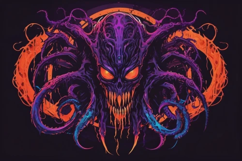 octopus vector graphic,krampus,twitch icon,twitch logo,octopus,kraken,calamari,tentacles,venom,vector design,medusa gorgon,wyrm,parasite,specter,witch's hat icon,tentacle,octopus tentacles,vector illustration,wall,halloween vector character,Illustration,Realistic Fantasy,Realistic Fantasy 47