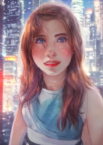 world digital painting,digital painting,city ​​portrait,portrait background,girl portrait,girl with speech bubble,sci fiction illustration,digital art,fantasy portrait,nora,city lights,custom portrait,artist portrait,cityscape,digital artwork,portrait of a girl,the girl in nightie,girl in a long,girl drawing,digital illustration,Common,Common,Japanese Manga