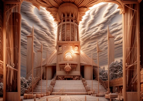 pipe organ,stage design,stage curtain,3d fantasy,fairy tale castle,theater curtain,ice hotel,tabernacle,theater curtains,theatre curtains,the manger,wooden church,elves flight,fairytale castle,3d rendering,theater stage,ice castle,the annunciation,scenography,hall of the fallen