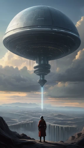 sci fiction illustration,ufo,futuristic landscape,cg artwork,scifi,airships,ufo intercept,ufos,sci fi,sci-fi,sci - fi,science fiction,airship,saucer,flying saucer,science-fiction,futuristic,unidentified flying object,concept art,sentinel,Conceptual Art,Sci-Fi,Sci-Fi 25