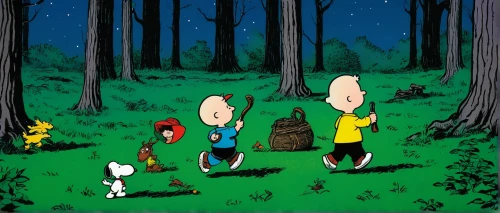 cartoon forest,peanuts,snoopy,forest walk,stargazing,the woods,frisbee golf,disc golf,walking dogs,frutti di bosco,fireflies,in the forest,stick kids,cartoon video game background,stroll,geocaching,haunted forest,orienteering,camping,ufos,Illustration,Children,Children 05