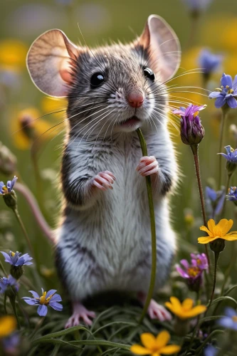 meadow jumping mouse,field mouse,grasshopper mouse,white footed mouse,flower animal,on a wild flower,white footed mice,dormouse,whimsical animals,picking flowers,mouse,wood mouse,bunny on flower,mice,flower nectar,cute animal,wild flowers,cute animals,vintage mice,hummel,Conceptual Art,Daily,Daily 01