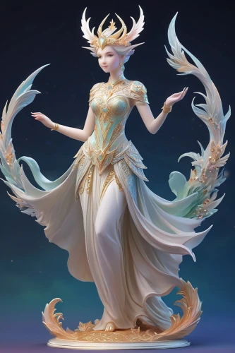 the snow queen,elsa,ice queen,white rose snow queen,3d figure,angel figure,fairy queen,fantasia,queen of the night,fantasy woman,show off aurora,3d fantasy,goddess of justice,3d model,cg artwork,figurine,eternal snow,golden unicorn,christmas figure,white swan,Illustration,Realistic Fantasy,Realistic Fantasy 01