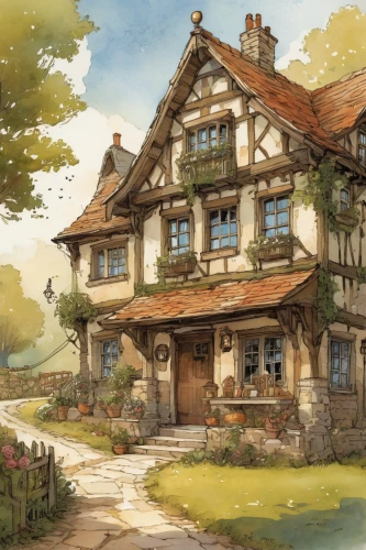 country cottage,country house,house in the forest,house in the mountains,house drawing,summer cottage,house painting,house in mountains,traditional house,country estate,wooden house,home landscape,cottage,farmhouse,witch's house,beautiful home,little house,new england style house,studio ghibli,houses clipart,Illustration,Children,Children 04