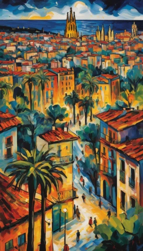 palma de mallorca,aix-en-provence,barcelona,gaudí,seville,cagliari,palma,marseille,toledo,malaga,valencia,mallorca,modena,guanajuato,santa fe,bordeaux,balearica,san paolo,mediterranean,tuscan,Art,Artistic Painting,Artistic Painting 37