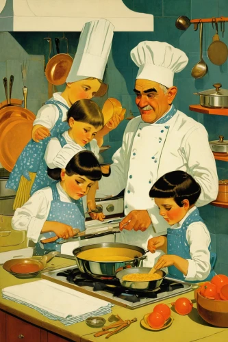 vintage illustration,chefs,cooking book cover,old cooking books,chef's uniform,cuisine classique,cooks,cookery,men chef,chef,food preparation,food and cooking,aligot,gastronomy,chefs kitchen,cookware and bakeware,sicilian cuisine,recipe book,pastry chef,viennese cuisine,Illustration,Retro,Retro 15