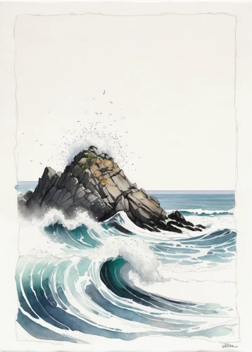 japanese wave paper,rocky coast,rogue wave,sea stack,the wind from the sea,japanese waves,punakaiki,cape marguerite,coastal landscape,cool woodblock images,sea landscape,landscape with sea,shorebreak,finistère,el mar,seascape,nubble,crashing waves,coastal and oceanic landforms,ocean waves,Illustration,Paper based,Paper Based 07